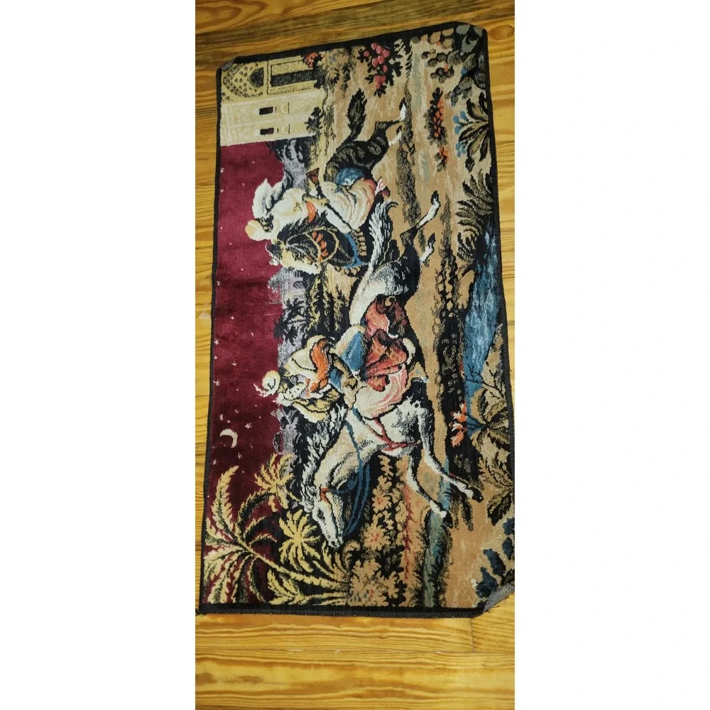 Vintage Persian Style Horse Riders Scene Tapestry Wall Hanging Decor